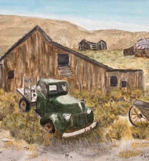 Melanie Walters Watercolor Artist Abandoned Bodie Mining Town Landscape Old Truck