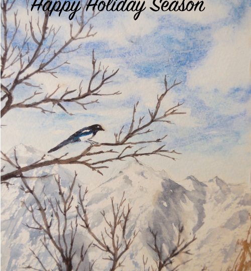 Watercolor Artist Magpie Mountain Holiday Card Melanie Walters