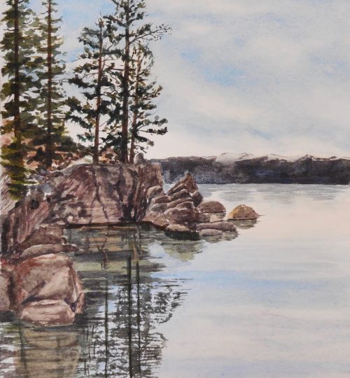 Watercolor Artist Landscape Sand Harbor Lake Tahoe Nevada Melanie Walters