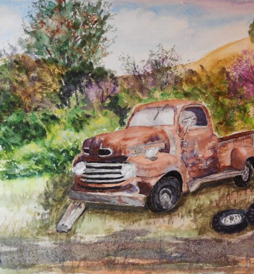 Watercolor artist vintage truck old pickup Melanie Walters
